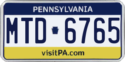 PA license plate MTD6765
