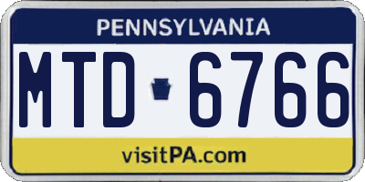 PA license plate MTD6766