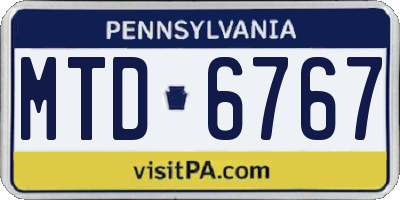 PA license plate MTD6767