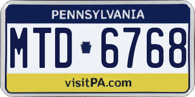 PA license plate MTD6768