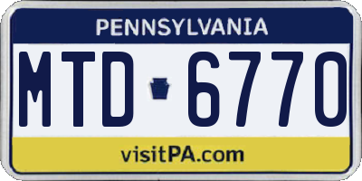 PA license plate MTD6770