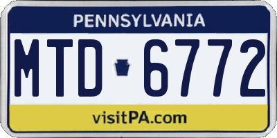 PA license plate MTD6772