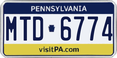 PA license plate MTD6774