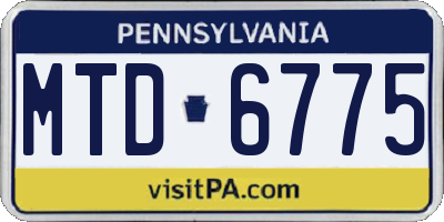 PA license plate MTD6775
