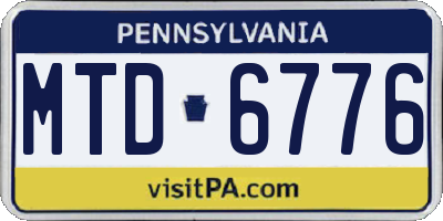 PA license plate MTD6776