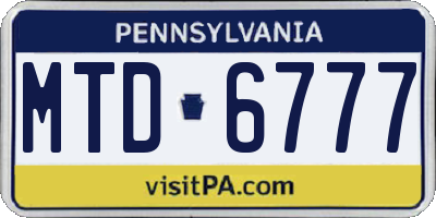 PA license plate MTD6777