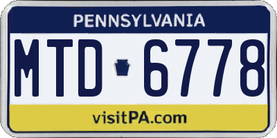 PA license plate MTD6778