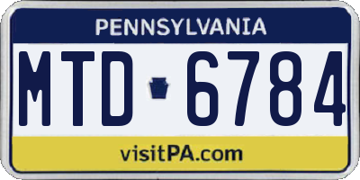 PA license plate MTD6784