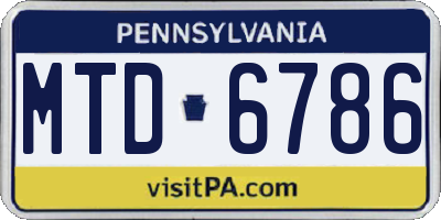 PA license plate MTD6786