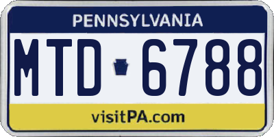 PA license plate MTD6788