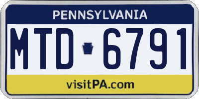 PA license plate MTD6791