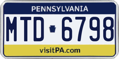 PA license plate MTD6798