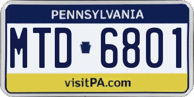 PA license plate MTD6801
