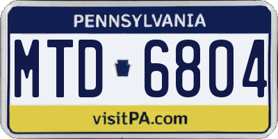 PA license plate MTD6804