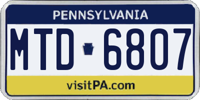 PA license plate MTD6807