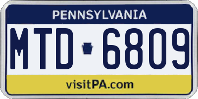 PA license plate MTD6809