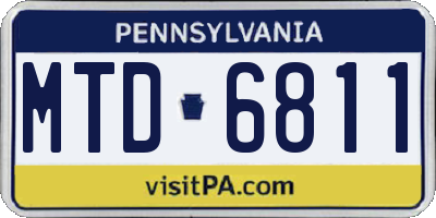 PA license plate MTD6811