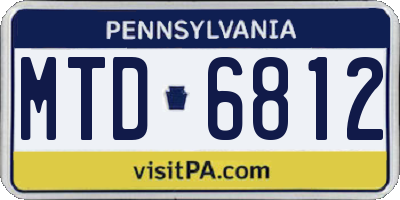 PA license plate MTD6812
