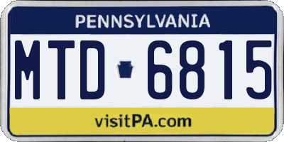 PA license plate MTD6815