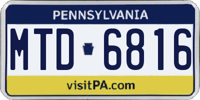 PA license plate MTD6816