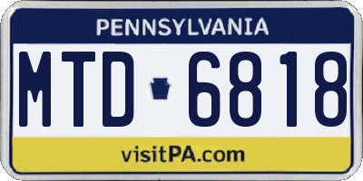 PA license plate MTD6818