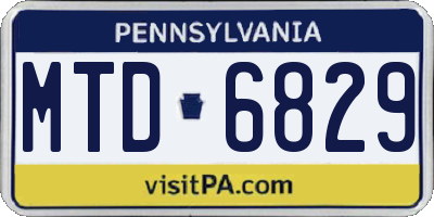 PA license plate MTD6829