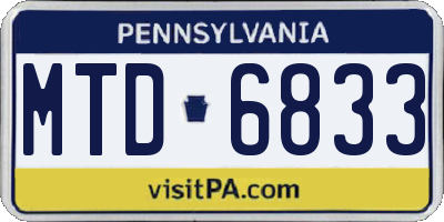 PA license plate MTD6833