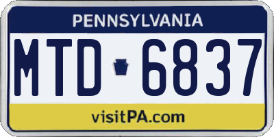 PA license plate MTD6837