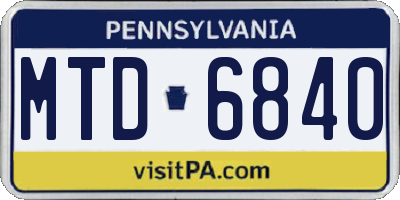 PA license plate MTD6840