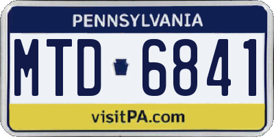 PA license plate MTD6841