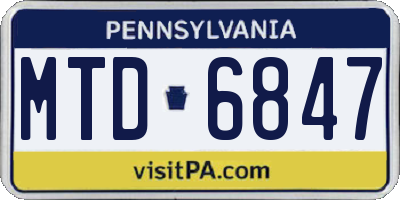 PA license plate MTD6847