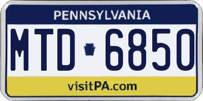PA license plate MTD6850