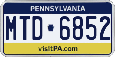 PA license plate MTD6852