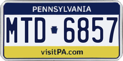 PA license plate MTD6857