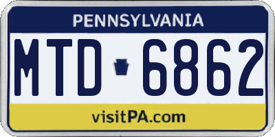 PA license plate MTD6862
