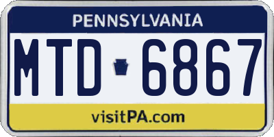 PA license plate MTD6867
