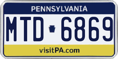 PA license plate MTD6869