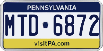 PA license plate MTD6872
