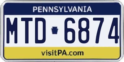 PA license plate MTD6874