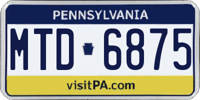 PA license plate MTD6875