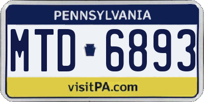 PA license plate MTD6893