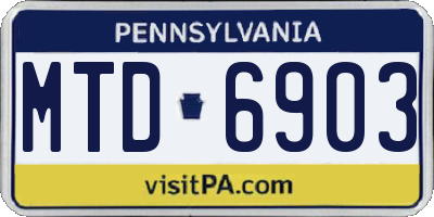 PA license plate MTD6903