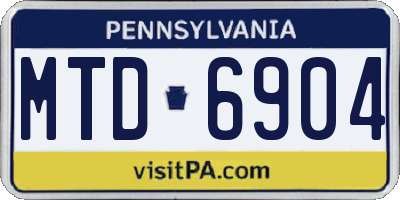 PA license plate MTD6904