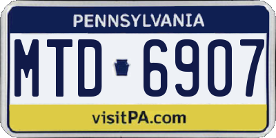 PA license plate MTD6907