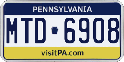 PA license plate MTD6908