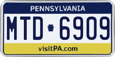 PA license plate MTD6909