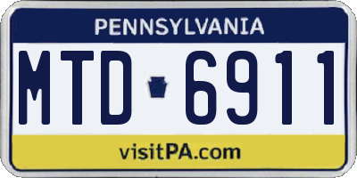 PA license plate MTD6911
