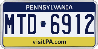 PA license plate MTD6912