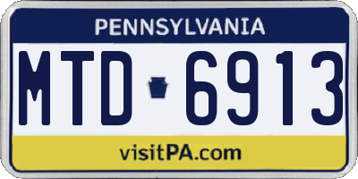 PA license plate MTD6913