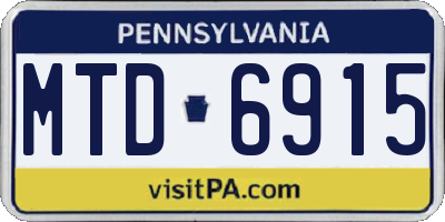 PA license plate MTD6915